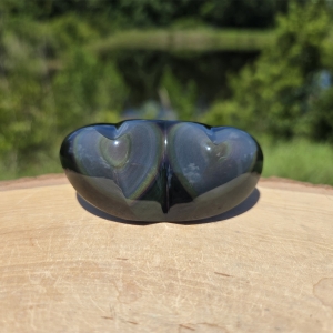 Rainbow Obsidian Double Heart