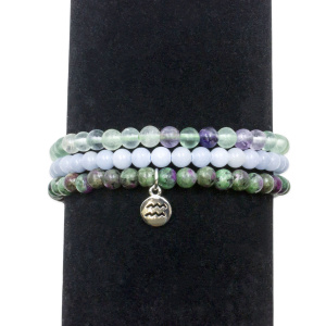 Aquarius Zodiac Crystal Bracelet Set