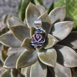 Peacock Ore Heart Wire Wrapped Pendant