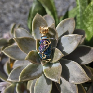Peacock Ore Wire Wrapped Pendant