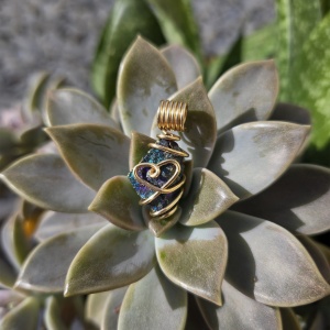 Peacock Ore Heart Wire Wrapped Pendant